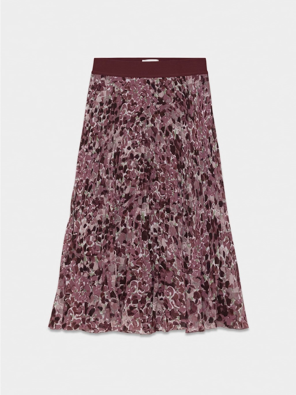 Aritzia Wilfred New Twirl Pleated Midi Skirt Sumac Brgndy/ Multi